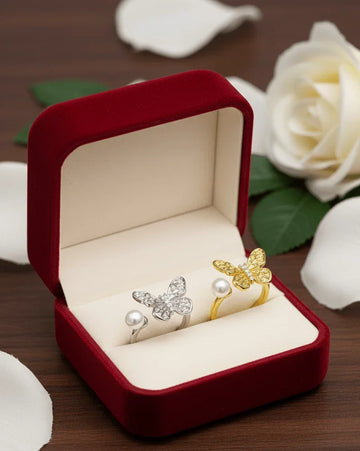 Elegant Pearl Butterfly Ring